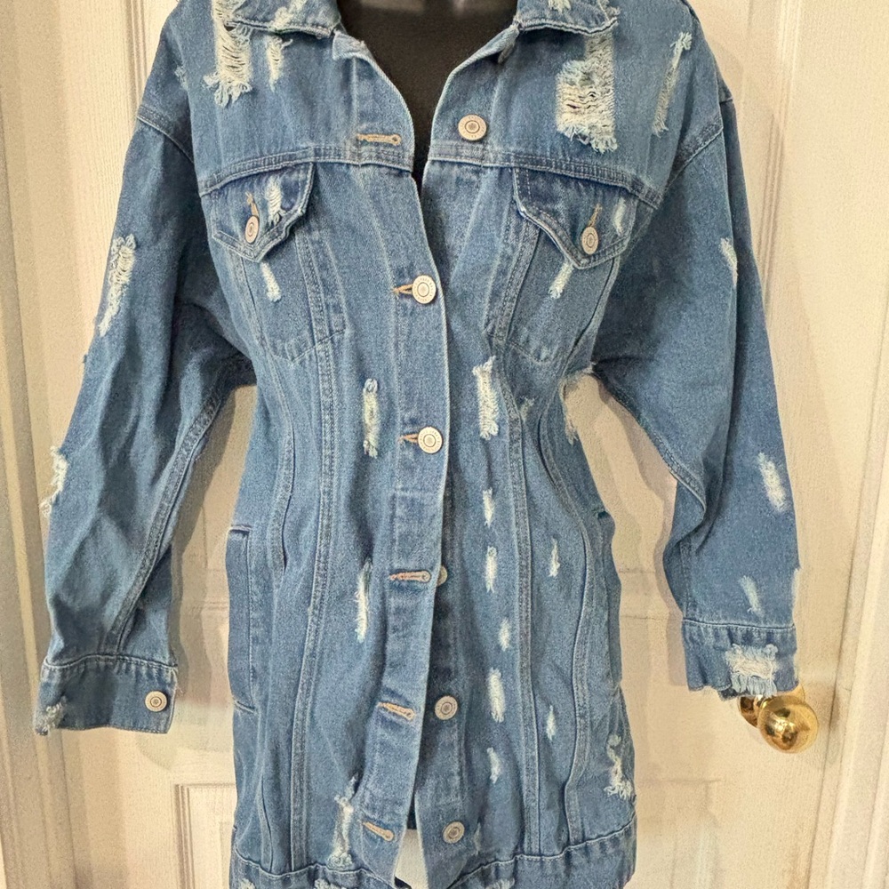 Blue Distressed Jean Jacket